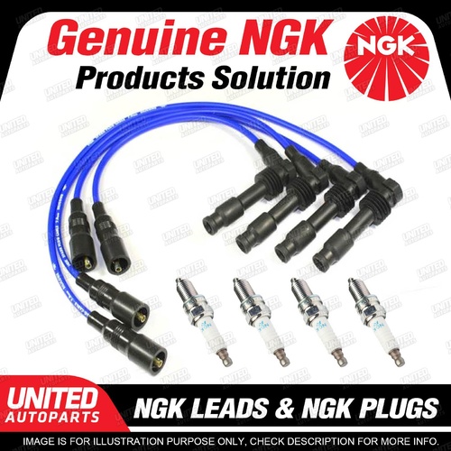 4 x NGK Spark Plugs + Ignition Leads Set for Holden Frontera MX 2.2L 4Cyl