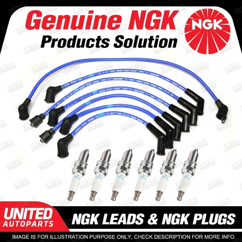 6 x NGK Spark Plugs Ignition Leads Set for Toyota LandCruiser FJ40R FJ45RV FJ55R