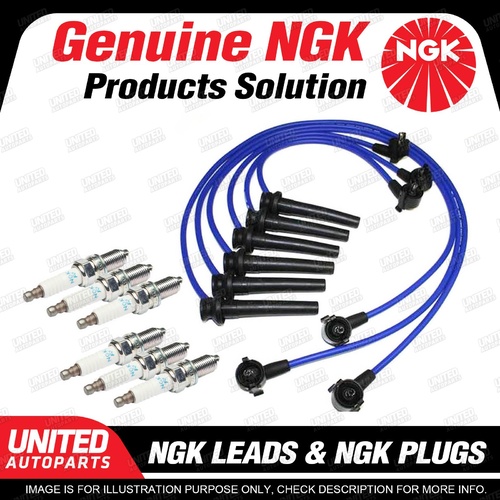 6 x NGK Spark Plugs + Ignition Leads Set for Ford Cougar SW SX 2.5L V6