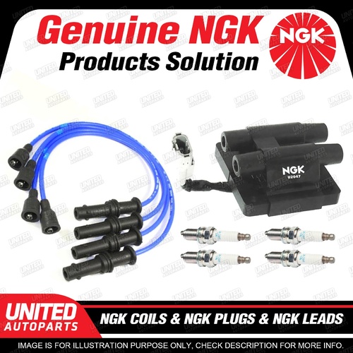 NGK Spark Plugs Coils Leads Kit for Holden Barina SB 1.2L 4Cyl Incl. Coil Lead