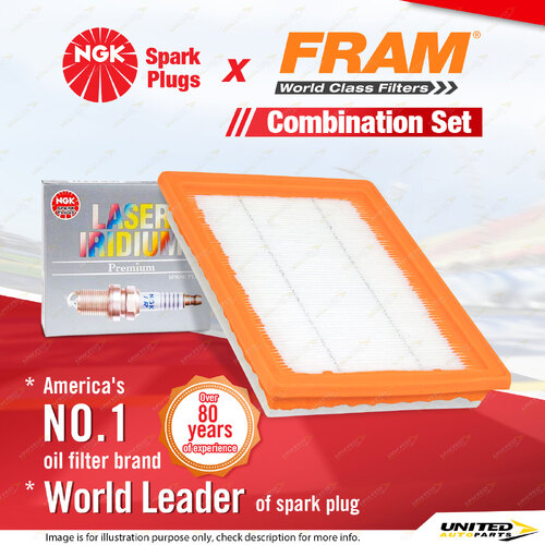 NGK Laser Iridium Spark Plugs & Fram Air Filter for Renault Koleos H45 2.5L 2TR