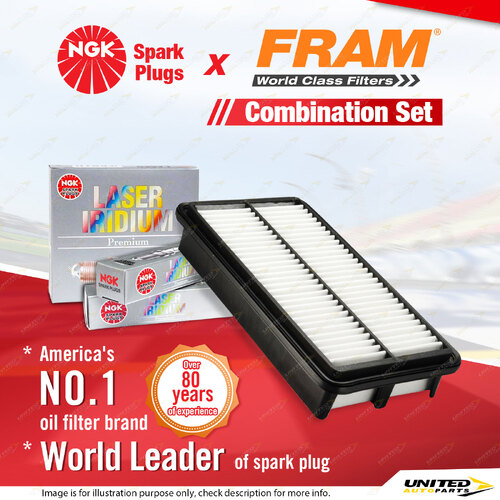 NGK Laser Iridium Spark Plugs & Fram Air Filter for Kia Grand Carnival VQ 6Cyl