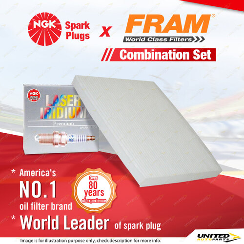 NGK Laser Iridium Spark Plugs & Fram Cabin Air Filter for Kia Sportage QL 2.0L