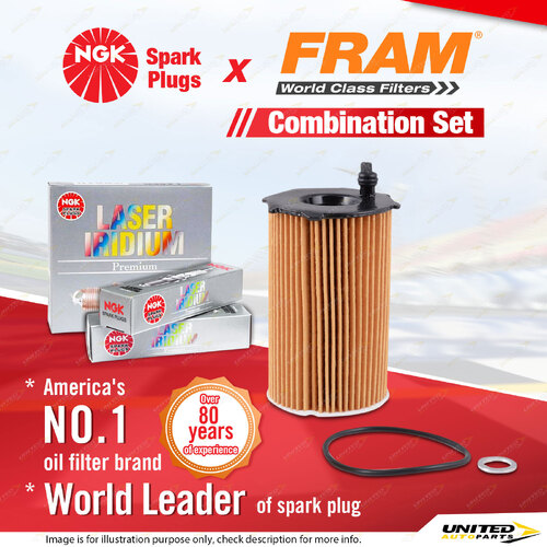 NGK Iridium Spark Plugs & Fram Oil Filter for Kia Grand Carnival VQ Sorento UM