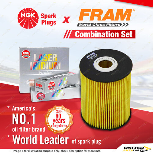 NGK Iridium Spark Plugs & Fram Oil Filter for VW Multivan Touareg Transporter T5