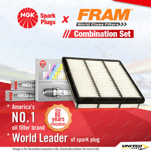 NGK Laser Platinum Spark Plugs & Fram Air Filter for Mitsubishi Pajero NJ NK NL