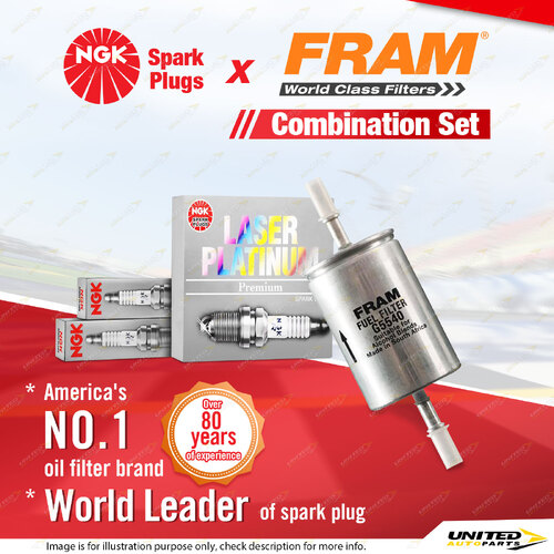 NGK Laser Platinum Spark Plugs & Fram Fuel Filter for Holden Vectra JSII 2.6L