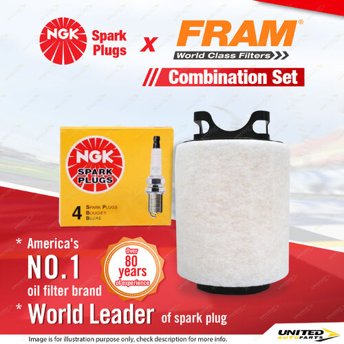 NGK Standard Spark Plugs & Fram Air Filter for Audi A3 8P 1.6L BSE 4Cyl 05-11