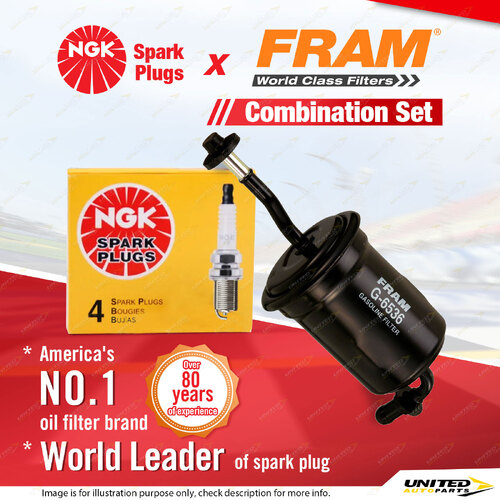 NGK Standard Spark Plugs & Fram Fuel Filter for Mazda 121 DA 1.3L B3 4Cyl Hatch