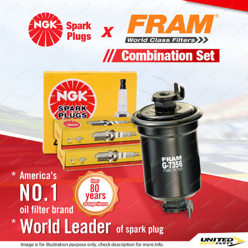 NGK Standard Spark Plugs & Fram Fuel Filter for Mitsubishi Pajero NH 3.0L 6G72