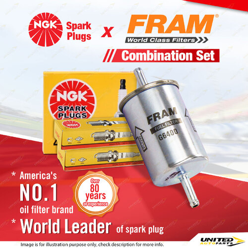 NGK Standard Spark Plugs & Fram Fuel Filter for Nissan Maxima J30 3.0L VG30