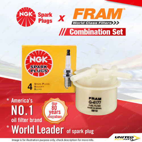 NGK Standard Spark Plugs & Fram Fuel Filter for Toyota Townace KR42 1.8L 7K