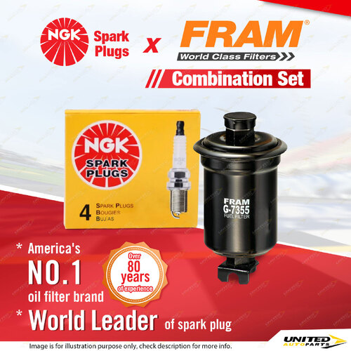 NGK Standard Spark Plugs & Fram Fuel Filter for Mitsubishi Nimbus UF 2.4L 4G64B