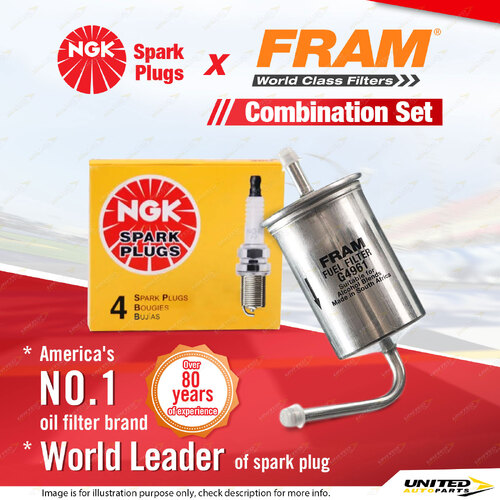 NGK Standard Spark Plugs & Fram Fuel Filter for Ford Laser KC Meteor GC 1.6L