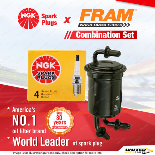 NGK Standard Spark Plugs & Fram Fuel Filter for Kia Mentor Shuma Spectra FB 1.8L