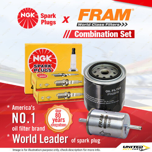 NGK Standard Spark Plugs & Fram Filter Service Kit for Nissan Patrol MQ 2.8L L28