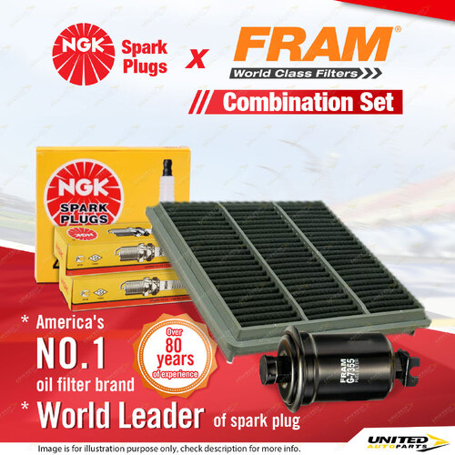 NGK Standard Spark Plugs & Fram Filter Service Kit for Mitsubishi Pajero NK NJ