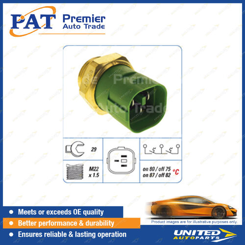 PAT Cooling Fan Switch - Spanner 29mm M22 x 1.5 Thread Switch On Temp 80 Degree