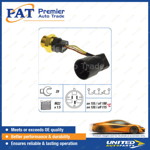 PAT Cooling Fan Switch - Spanner 29mm M22 x 1.5 Thread Switch On Temp 105 Degree