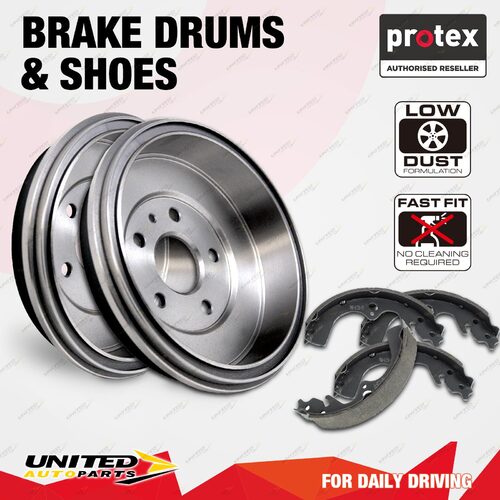 Rear Protex Brake Drums + Shoes for Audi 80 Fox 1.5L S LS Sedan Manual