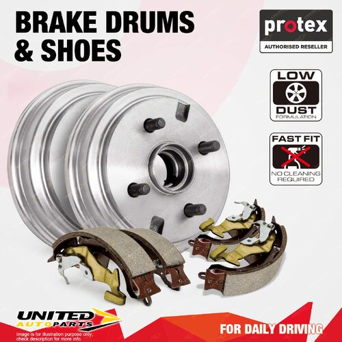 Rear Protex Brake Drums + Shoes for Chrysler Neon JA JB 5 Stud 1994 - On