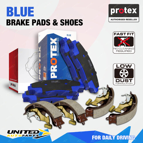 Front Rear Blue Disc Brake Pads + Brake Shoes for Daihatsu Sirion M100 YRV