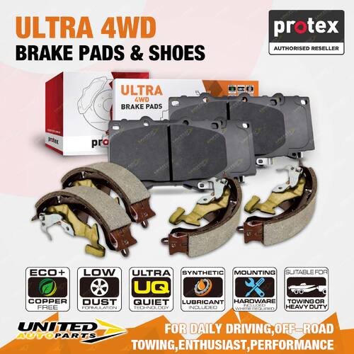 Front Rear 4WD Disc Pads + Brake Shoes for Holden Rodeo TF Series 254mm Drum