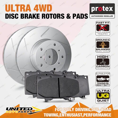 Front Slotted Ultra 4WD Disc Brake Rotors + Pads for Citroen C4 Aircross 2.0L