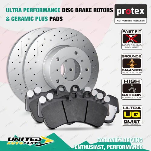 Rear Slotted Dimpled Brake Rotors + Pads for Holden Statesman Caprice WH WK WL