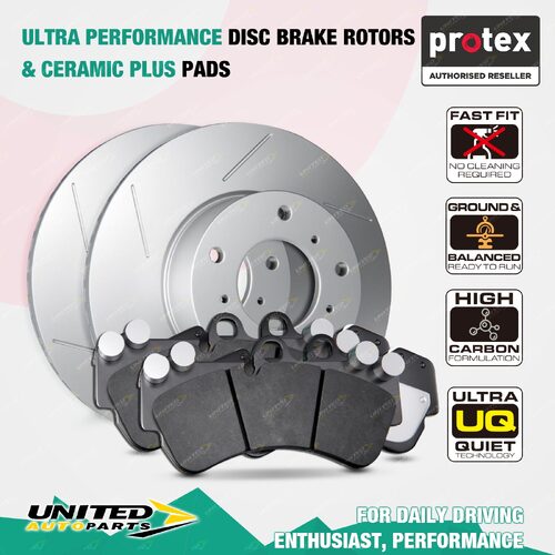 Front Slotted Brake Rotors + Pads for Holden Commodore VE Statesman Caprice V6