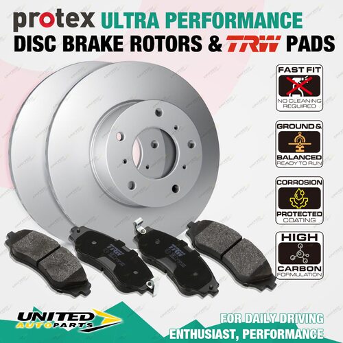 Rear Protex Ultra Perf Disc Brake Rotors + TRW Pads for BMW X5M X6M E70 E71 4.4L