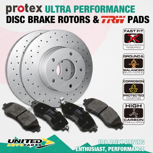 Front Protex Ultra Performance Disc Brake Rotors + TRW Pads for Lexus IS F USE20