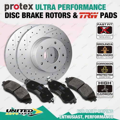 Rear Ultra Perf Disc Brake Rotors + TRW Pads for Mercedes Benz C63 SL63 AMG