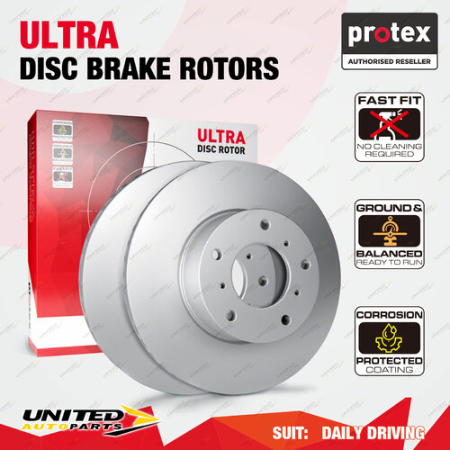 2 Front Protex Vented Disc Brake Rotors for Mitsubishi Fuso Rosa BE649 00 - on