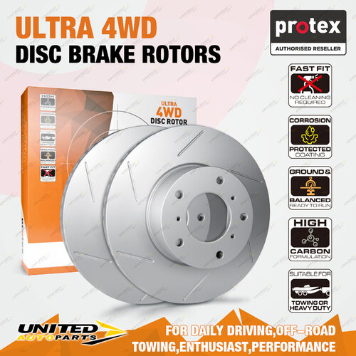 Pair Front Protex 4WD Disc Brake Rotors for Chrysler Sebring 2.4L 2.7L 07 - on