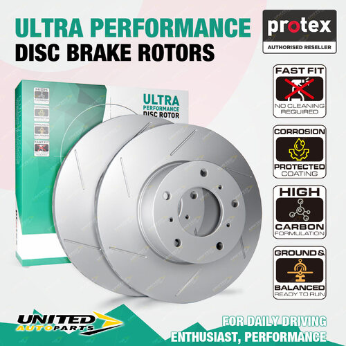 Pair Rear Protex Slotted Disc Brake Rotors for Ford FPV Tickford LTD BA