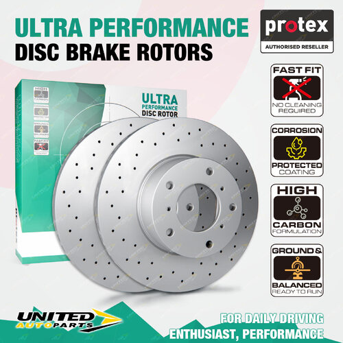 Pair Front Protex Vented Disc Brake Rotors for Lexus IS F USE20 12/07 - on