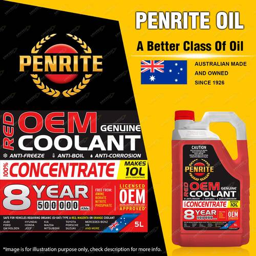 Penrite Red Coolant Concentrate 5L for AUDI A1 A3 A4 TFSI TDI 8X 8P B5 B6 B7 B8