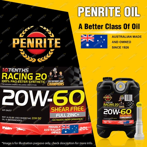 Penrite 10 Tenths RACING 20W-60 100% PAO & ESTER Engine Oil Premium Quality 20L