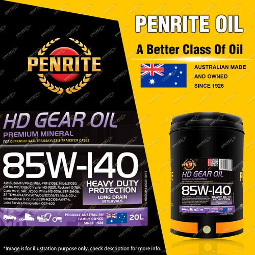 Penrite Premium Mineral HD GEAR OIL 85W-140 Gear Differential Oil 20L