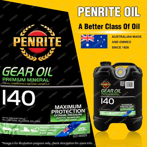 Penrite Premium Mineral GEAR OIL 140 heavy duty automotive Gear Oil 20L