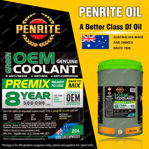 Penrite Green OEM Coolant Premix Engine Coolant for cooling system 20L