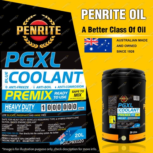 Penrite PGXL Coolant Premix blue Engine Coolant for cooling system 20L