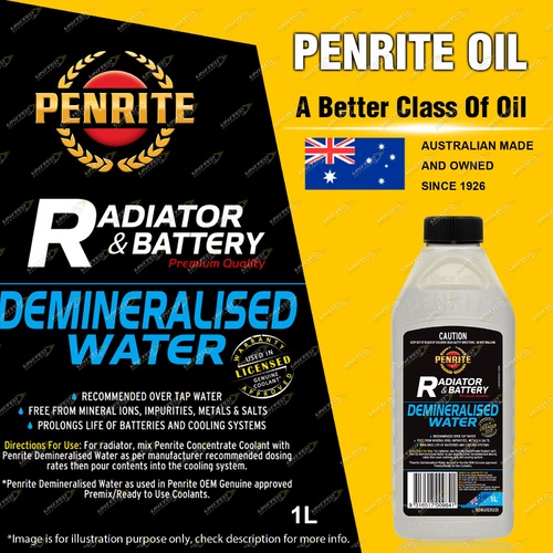 Penrite Demineralised Water 1L remove harmful mineral ions salts impurities 1L