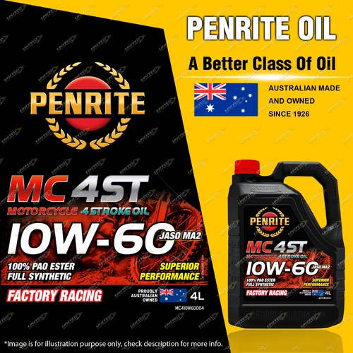 Penrite MC-4ST 10W-60 100% PAO & ESTER Motorcycle Engine Oil Premium 4L