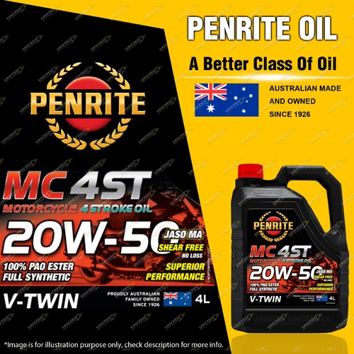 Penrite MC-4ST V TWIN 20W-50 100% PAO & ESTER Motorcycle 4 stroke Engine Oil 4L