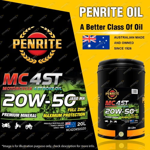 Penrite MC-4ST Premium Mineral 20W-50 Motorcycle 4 Stroke Engine Oil 20L