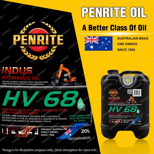 Penrite Indus HV 68 Zinc Free High Viscosity Index hydraulic oil 20L