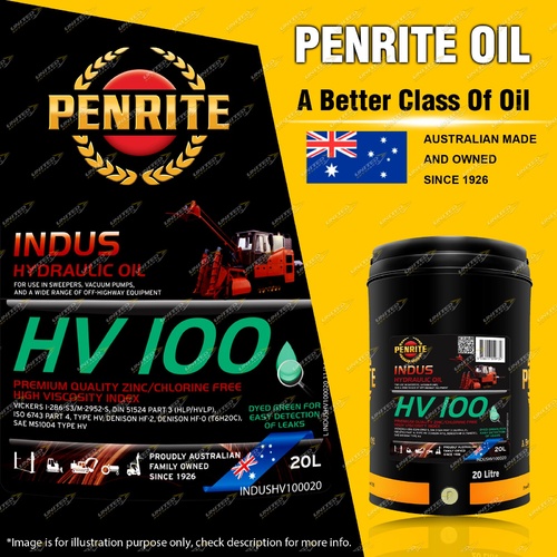 Penrite Indus HV 100 Zinc Free High Viscosity Index hydraulic oil 20L