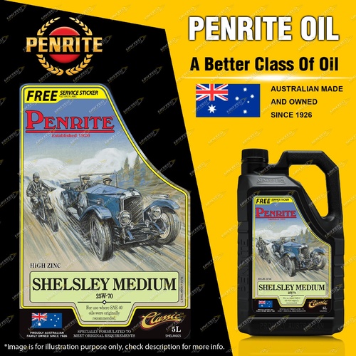 Penrite Premium Mineral SHELSLEY MEDIUM 25W-70 high zinc Engine Oil 5L